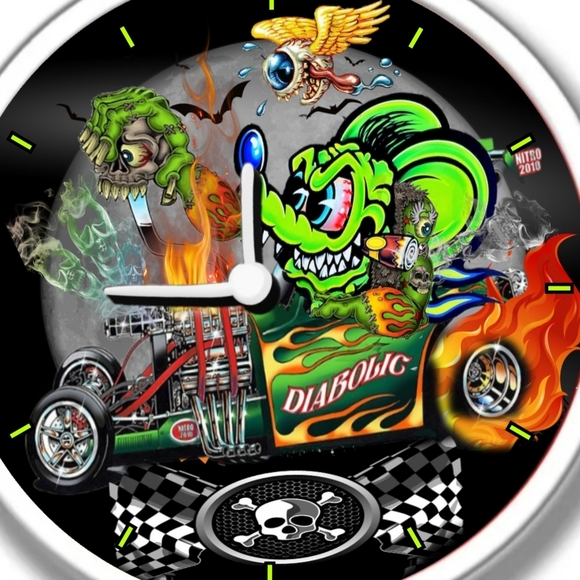 Diabolic Rat Fink Hot Rod Wall Clock Personalized - Picture 1 of 3